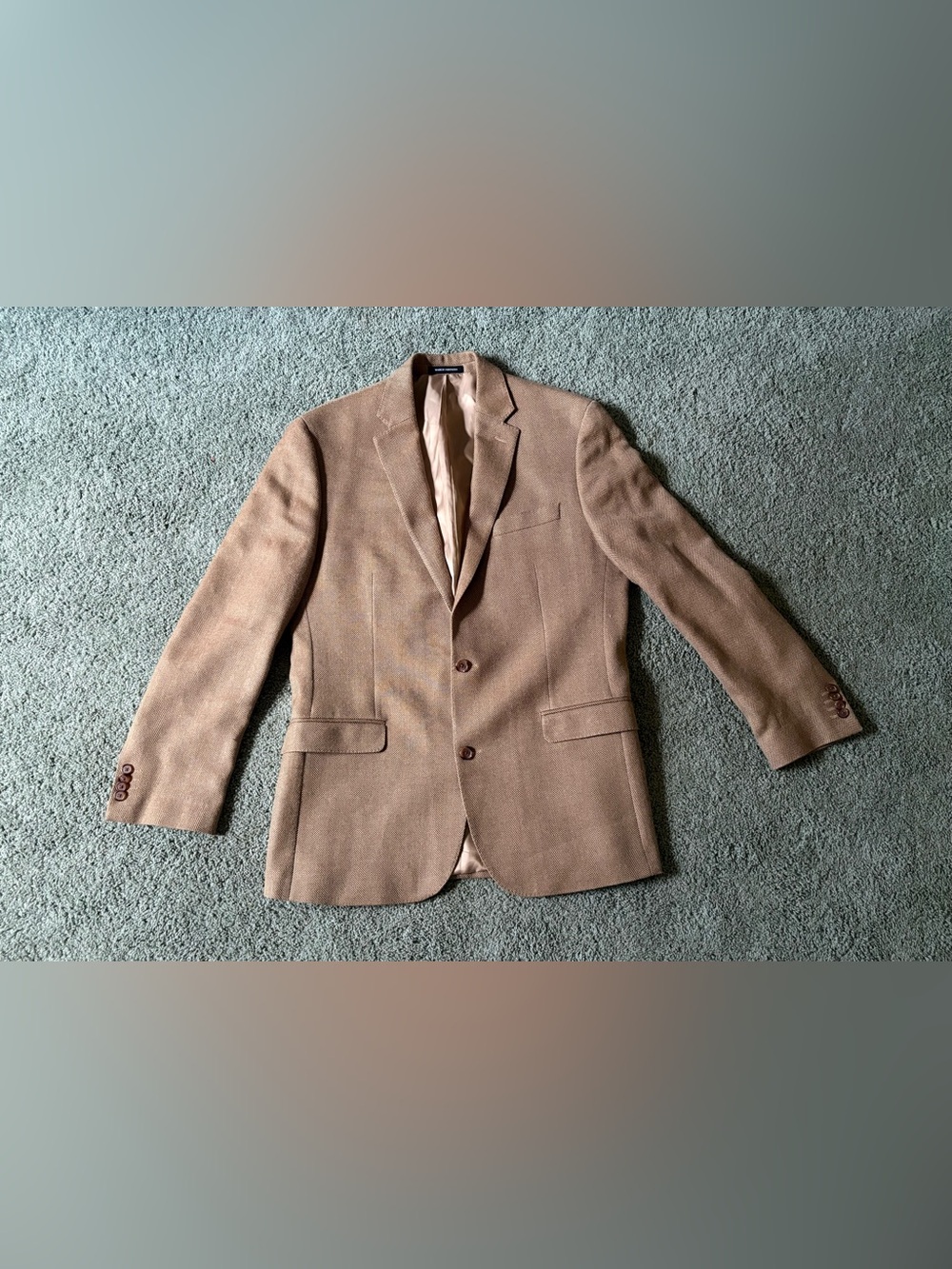 Lauren Ralph Lauren Black Label Tan Blazer Sport Coat Slim 43L Silk Wool Preppy